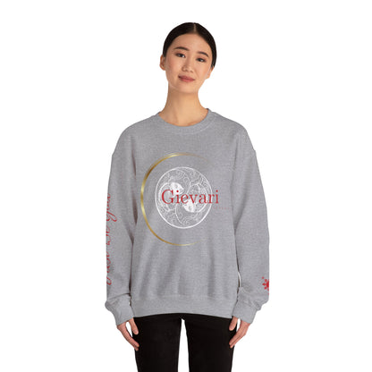 Gievari Crewneck - White/Red | "Just Be You" Sleeve Print, Filipino Sun, 50/50 Cotton-Poly Blend