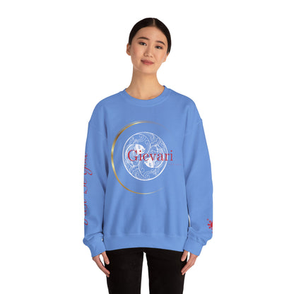 Gievari Crewneck - White/Red | "Just Be You" Sleeve Print, Filipino Sun, 50/50 Cotton-Poly Blend