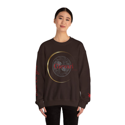 Gievari Crewneck - Gray/Red | "Just Be You" Sleeve Print, Filipino Sun, 50/50 Cotton-Poly Blend