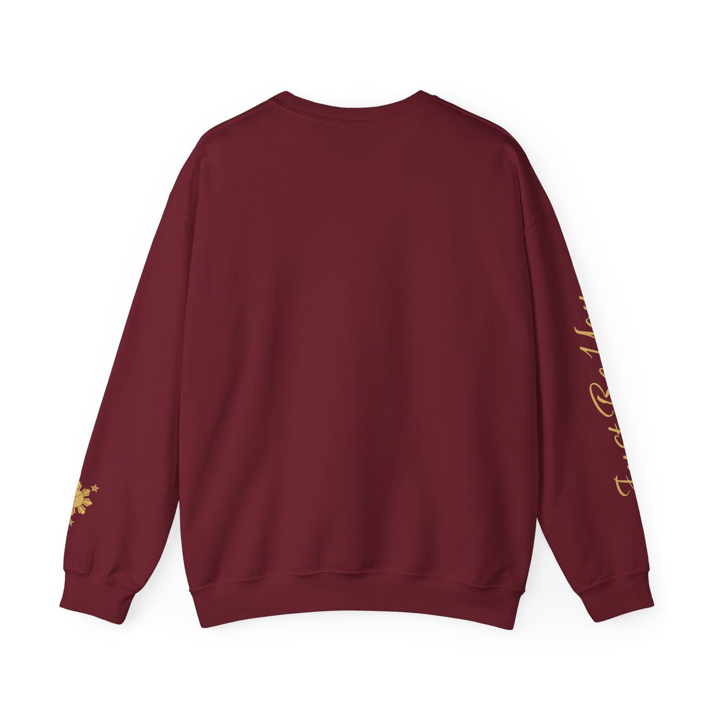 Gievari Crewneck - Light Blue/Gold | "Just Be You" Sleeve Print, Filipino Sun, 50/50 Cotton-Poly Blend