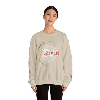 Gievari Crewneck - White/Red | "Just Be You" Sleeve Print, Filipino Sun, 50/50 Cotton-Poly Blend