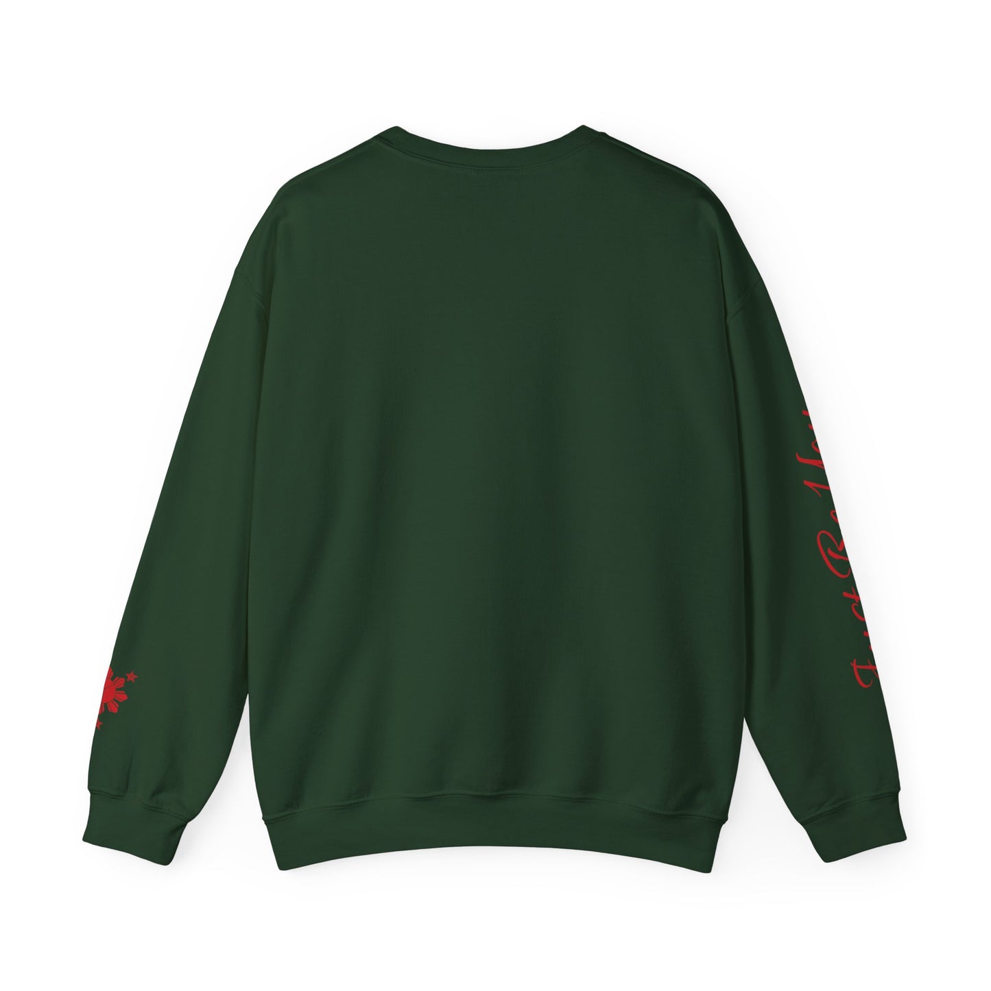 Gievari Crewneck - Gray/Red | "Just Be You" Sleeve Print, Filipino Sun, 50/50 Cotton-Poly Blend