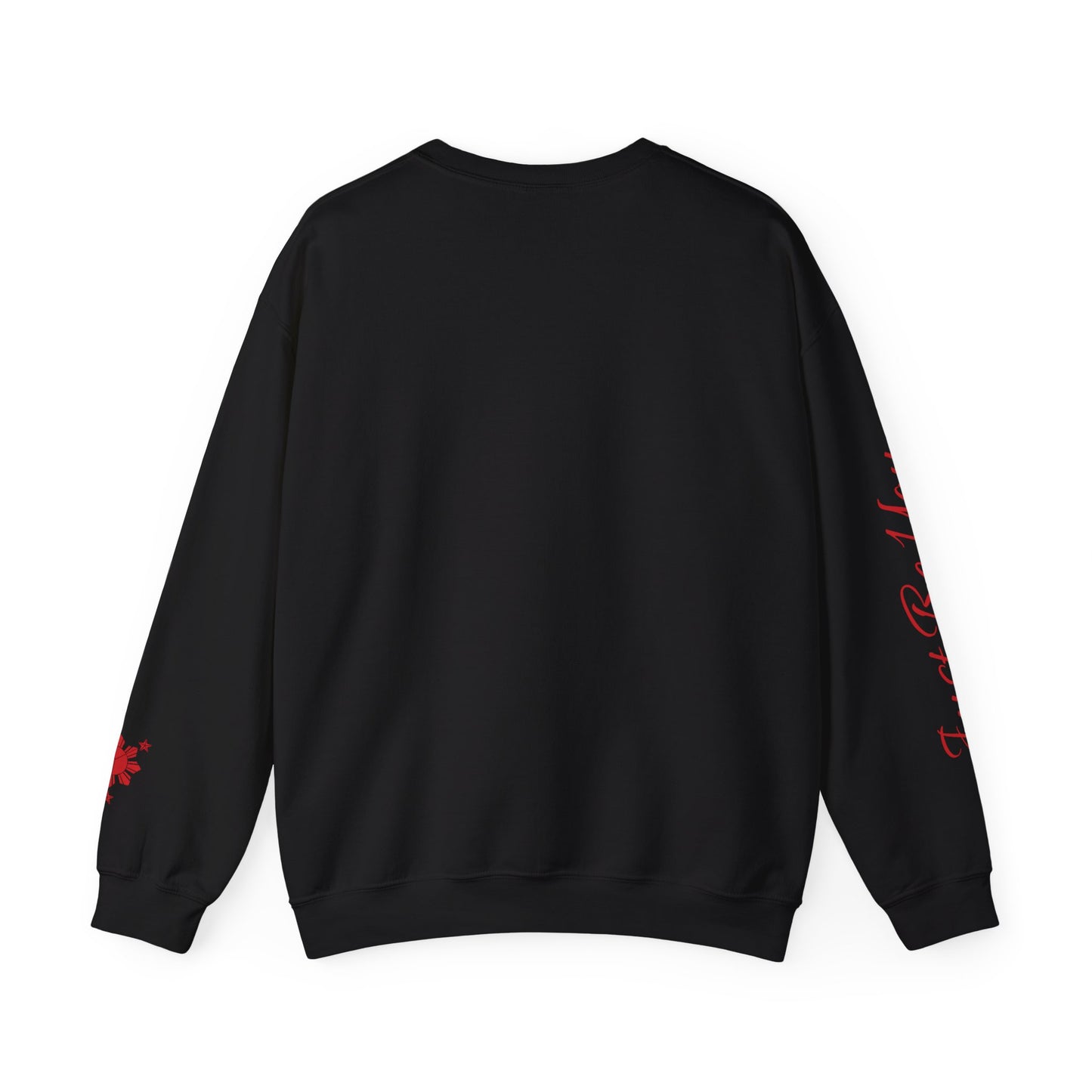 Gievari Crewneck - Gray/Red | "Just Be You" Sleeve Print, Filipino Sun, 50/50 Cotton-Poly Blend