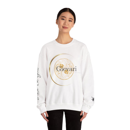Gievari Crewneck - Gold/Black | "Just Be You" Sleeve Print, Filipino Sun, 50/50 Cotton-Poly Blend