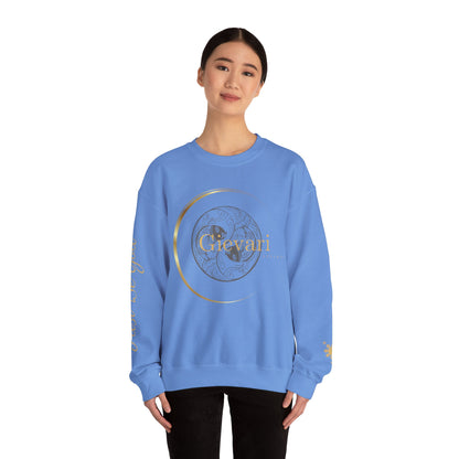 Gievari Crewneck - Gray/Gold | "Just Be You" Sleeve Print, Filipino Sun, 50/50 Cotton-Poly Blend