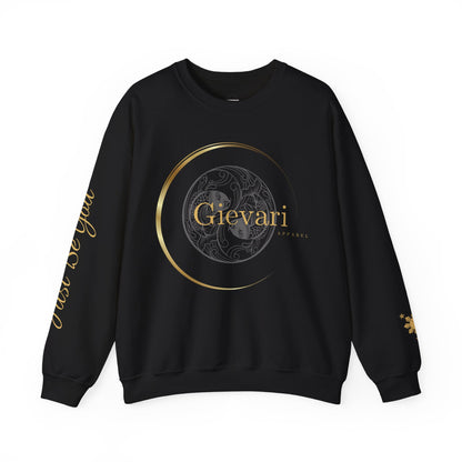 Gievari Crewneck - Gray/Gold | "Just Be You" Sleeve Print, Filipino Sun, 50/50 Cotton-Poly Blend