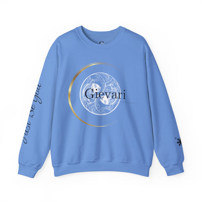 (White/Black)Gievari Crewneck - White/Black | "Just Be You" Sleeve Print, Filipino Sun, 50/50 Cotton-Poly Blend
