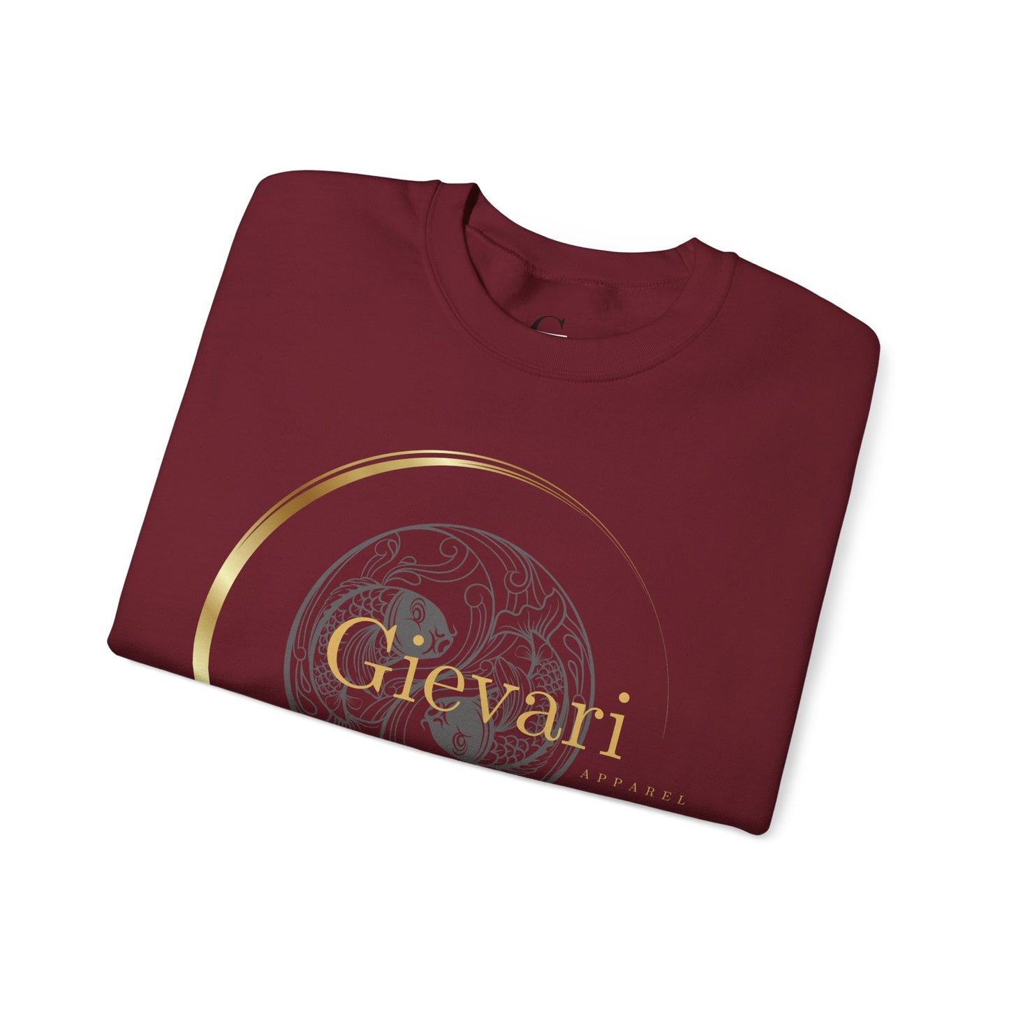 Gievari Crewneck - Gray/Gold | "Just Be You" Sleeve Print, Filipino Sun, 50/50 Cotton-Poly Blend