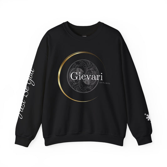 Gievari Crewneck - Gray/White | "Just Be You" Sleeve Print, Filipino Sun, 50/50 Cotton-Poly Blend