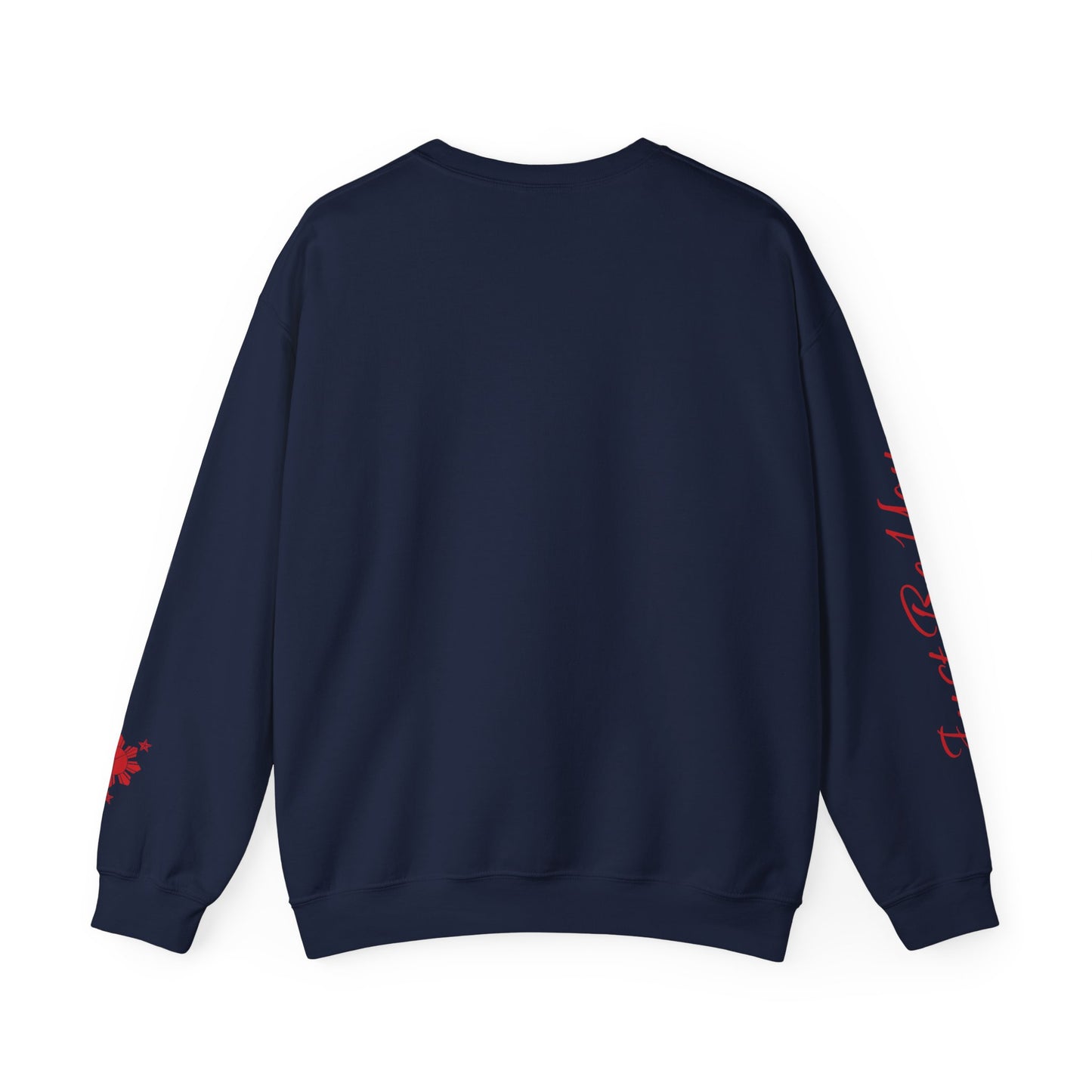 Gievari Crewneck - Gray/Red | "Just Be You" Sleeve Print, Filipino Sun, 50/50 Cotton-Poly Blend