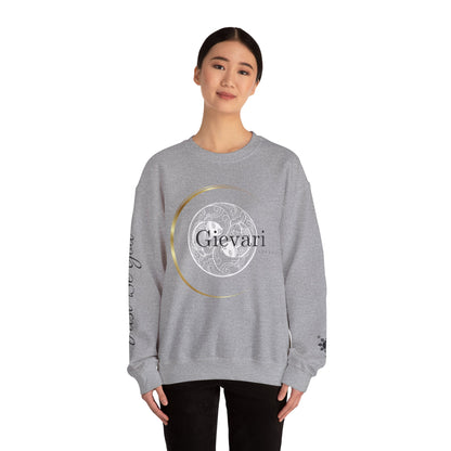 (White/Black)Gievari Crewneck - White/Black | "Just Be You" Sleeve Print, Filipino Sun, 50/50 Cotton-Poly Blend
