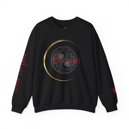 Gievari Crewneck - Gray/Red | "Just Be You" Sleeve Print, Filipino Sun, 50/50 Cotton-Poly Blend