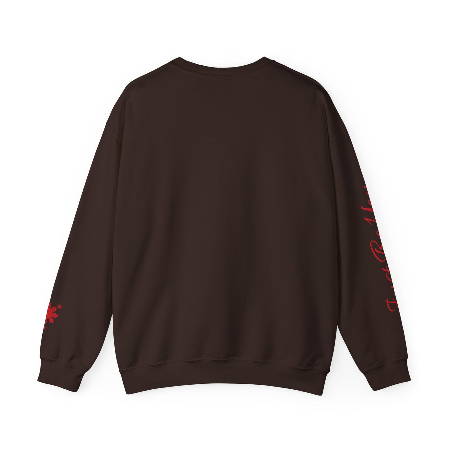 Gievari Crewneck - Gray/Red | "Just Be You" Sleeve Print, Filipino Sun, 50/50 Cotton-Poly Blend