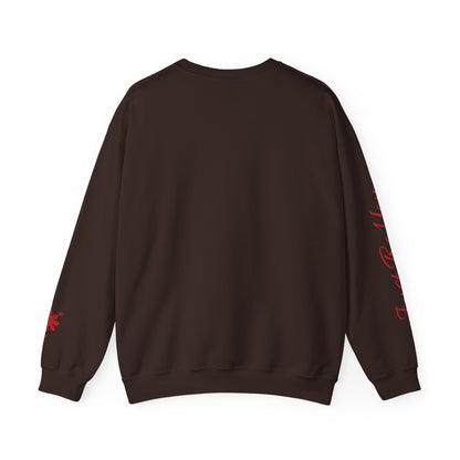 Gievari Crewneck - Gray/Red | "Just Be You" Sleeve Print, Filipino Sun, 50/50 Cotton-Poly Blend