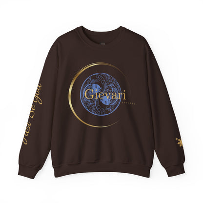 Gievari Crewneck - Light Blue/Gold | "Just Be You" Sleeve Print, Filipino Sun, 50/50 Cotton-Poly Blend