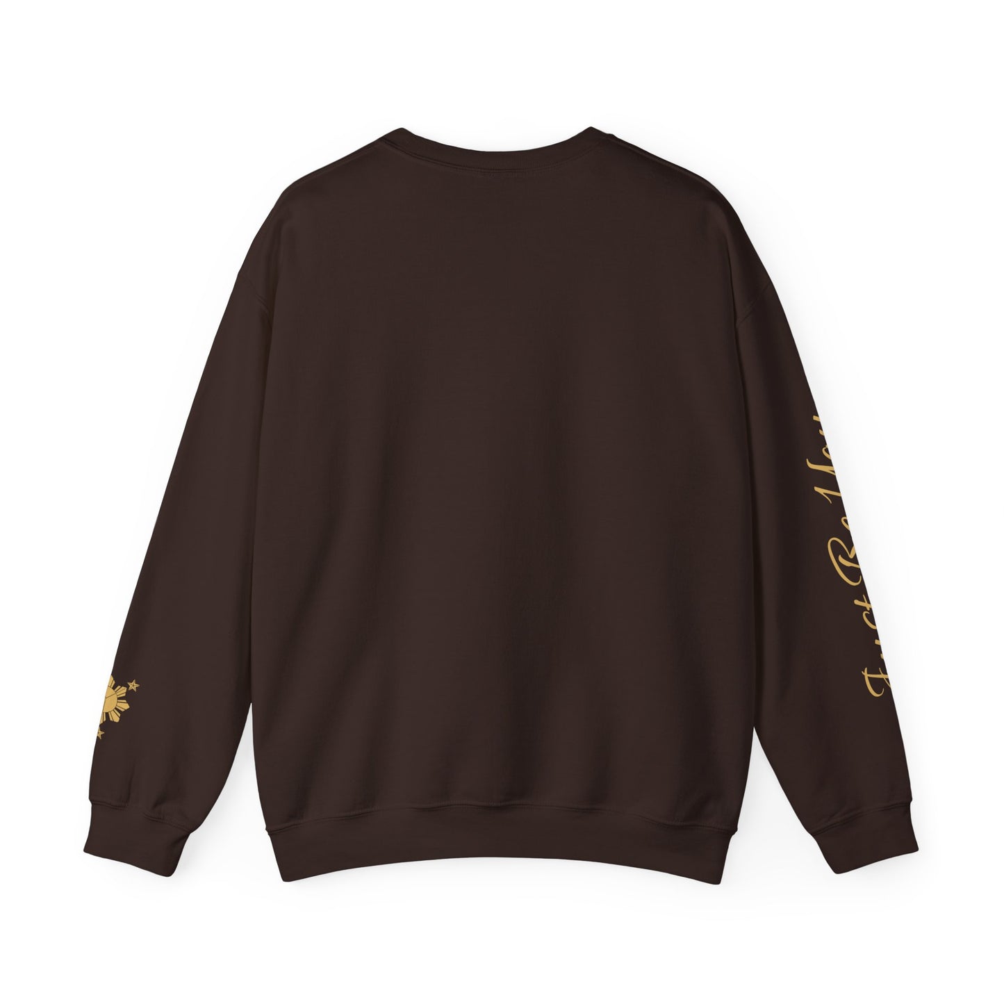Gievari Crewneck - Gray/Gold | "Just Be You" Sleeve Print, Filipino Sun, 50/50 Cotton-Poly Blend