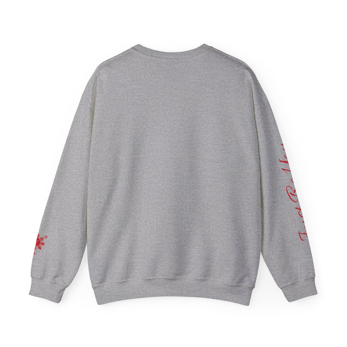 Gievari Crewneck - White/Red | "Just Be You" Sleeve Print, Filipino Sun, 50/50 Cotton-Poly Blend