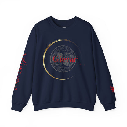 Gievari Crewneck - Gray/Red | "Just Be You" Sleeve Print, Filipino Sun, 50/50 Cotton-Poly Blend