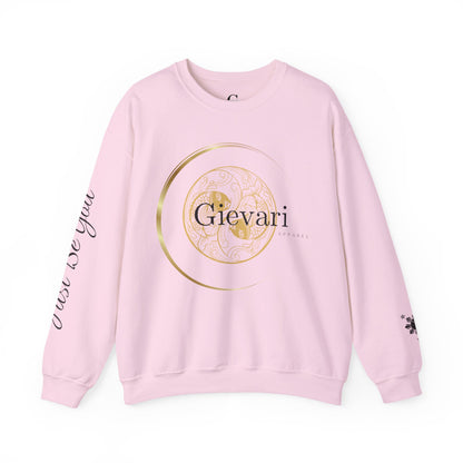 Gievari Crewneck - Gold/Black | "Just Be You" Sleeve Print, Filipino Sun, 50/50 Cotton-Poly Blend