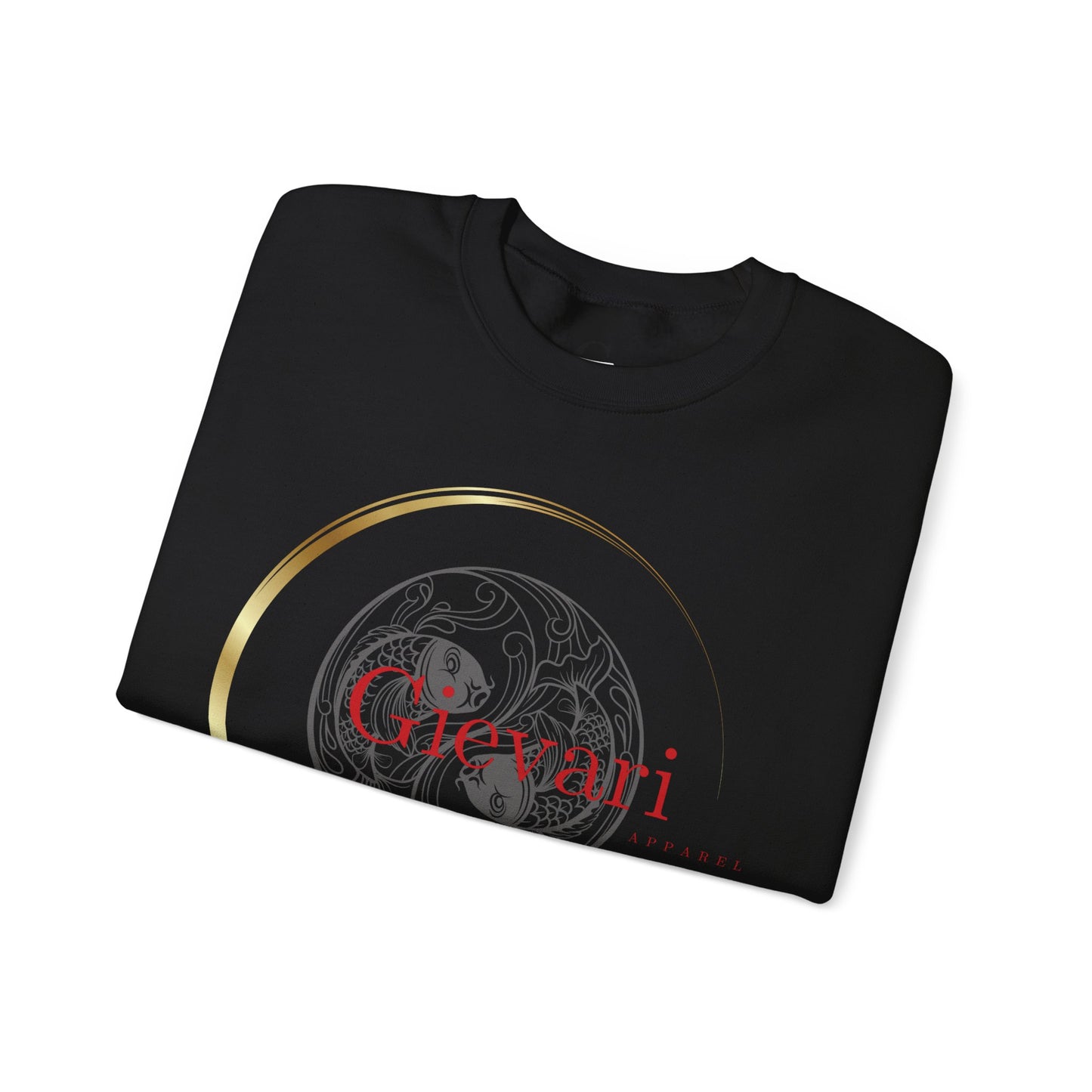 Gievari Crewneck - Gray/Red | "Just Be You" Sleeve Print, Filipino Sun, 50/50 Cotton-Poly Blend