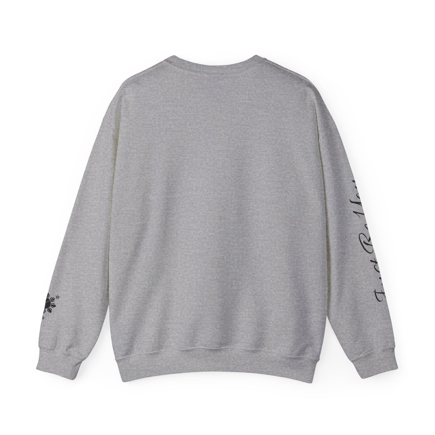 (White/Black)Gievari Crewneck - White/Black | "Just Be You" Sleeve Print, Filipino Sun, 50/50 Cotton-Poly Blend
