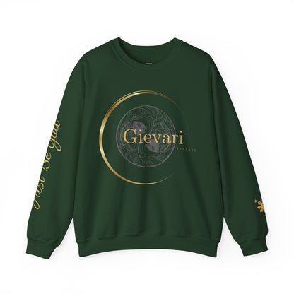 Gievari Crewneck - Gray/Gold | "Just Be You" Sleeve Print, Filipino Sun, 50/50 Cotton-Poly Blend