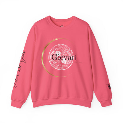 (White/Black)Gievari Crewneck - White/Black | "Just Be You" Sleeve Print, Filipino Sun, 50/50 Cotton-Poly Blend