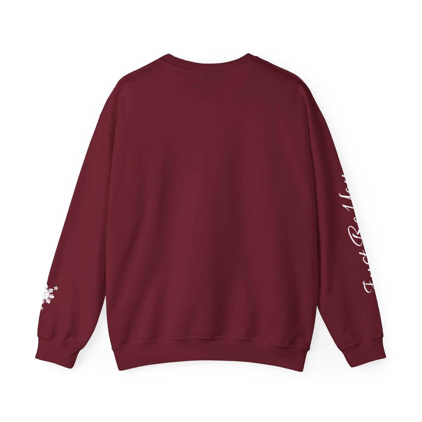 Gievari Crewneck - Gray/White | "Just Be You" Sleeve Print, Filipino Sun, 50/50 Cotton-Poly Blend