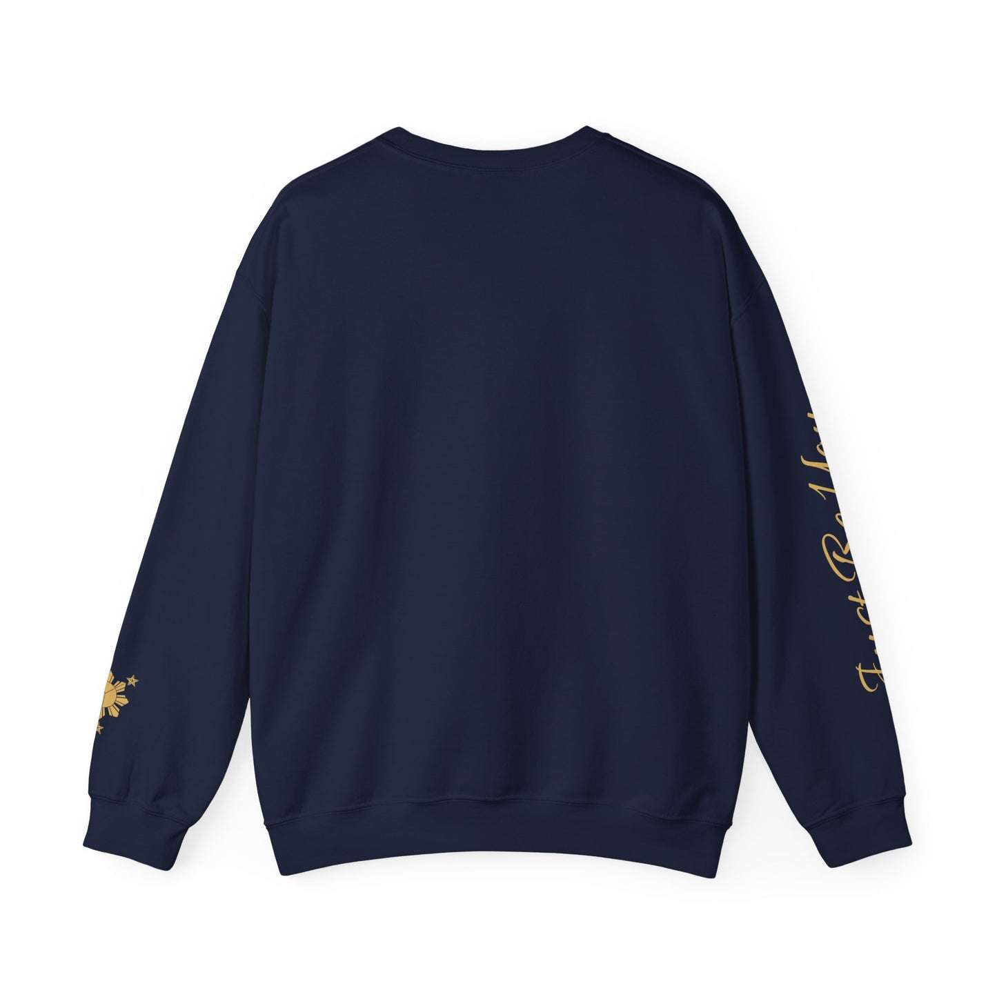 Gievari Crewneck - Gray/Gold | "Just Be You" Sleeve Print, Filipino Sun, 50/50 Cotton-Poly Blend