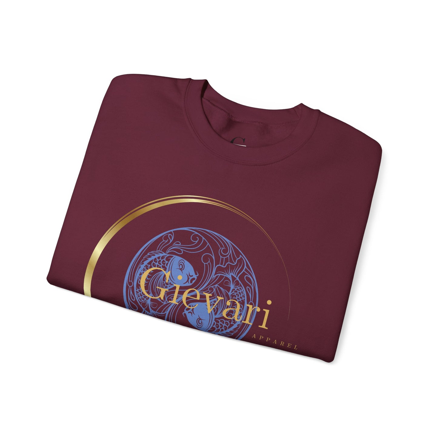 Gievari Crewneck - Light Blue/Gold | "Just Be You" Sleeve Print, Filipino Sun, 50/50 Cotton-Poly Blend