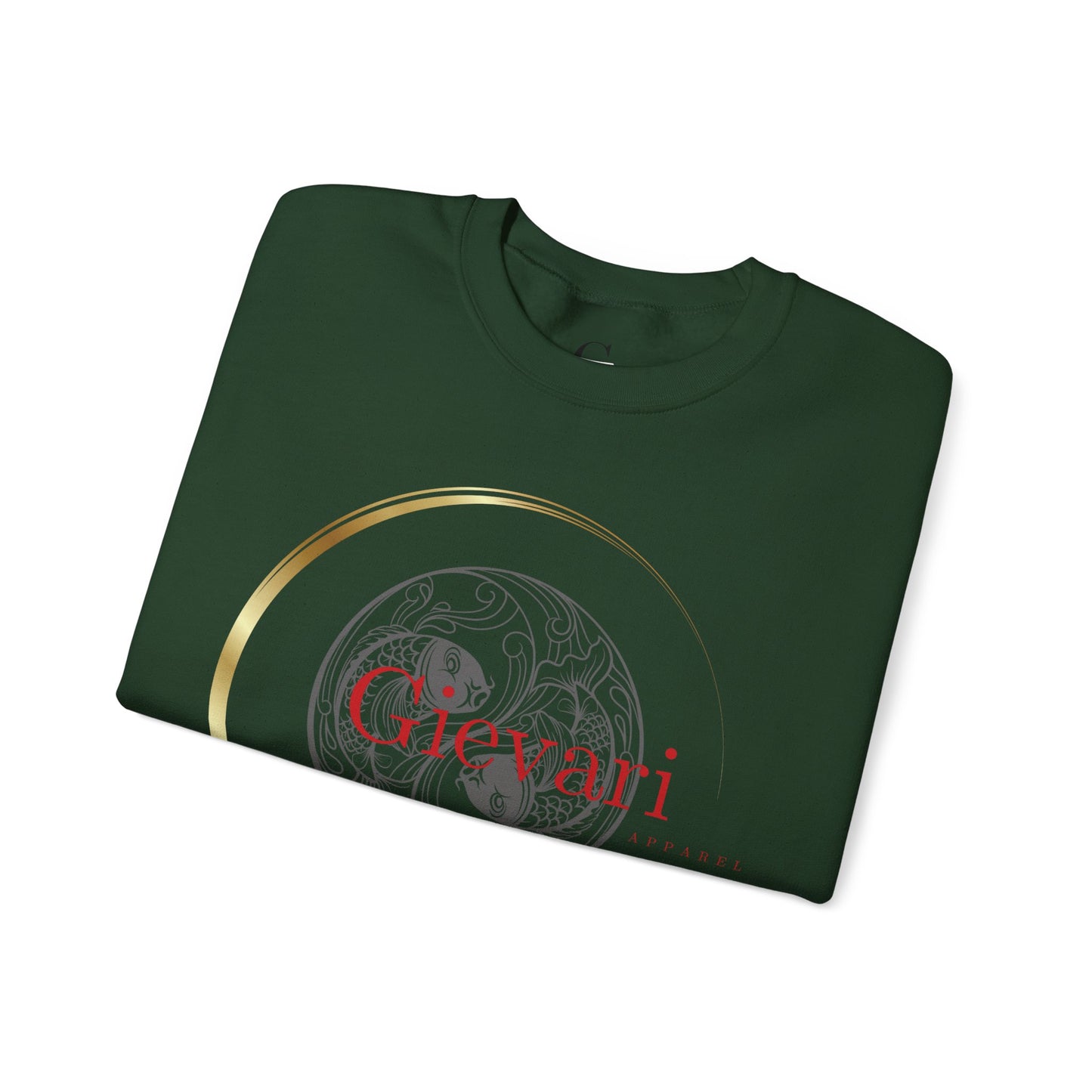 Gievari Crewneck - Gray/Red | "Just Be You" Sleeve Print, Filipino Sun, 50/50 Cotton-Poly Blend