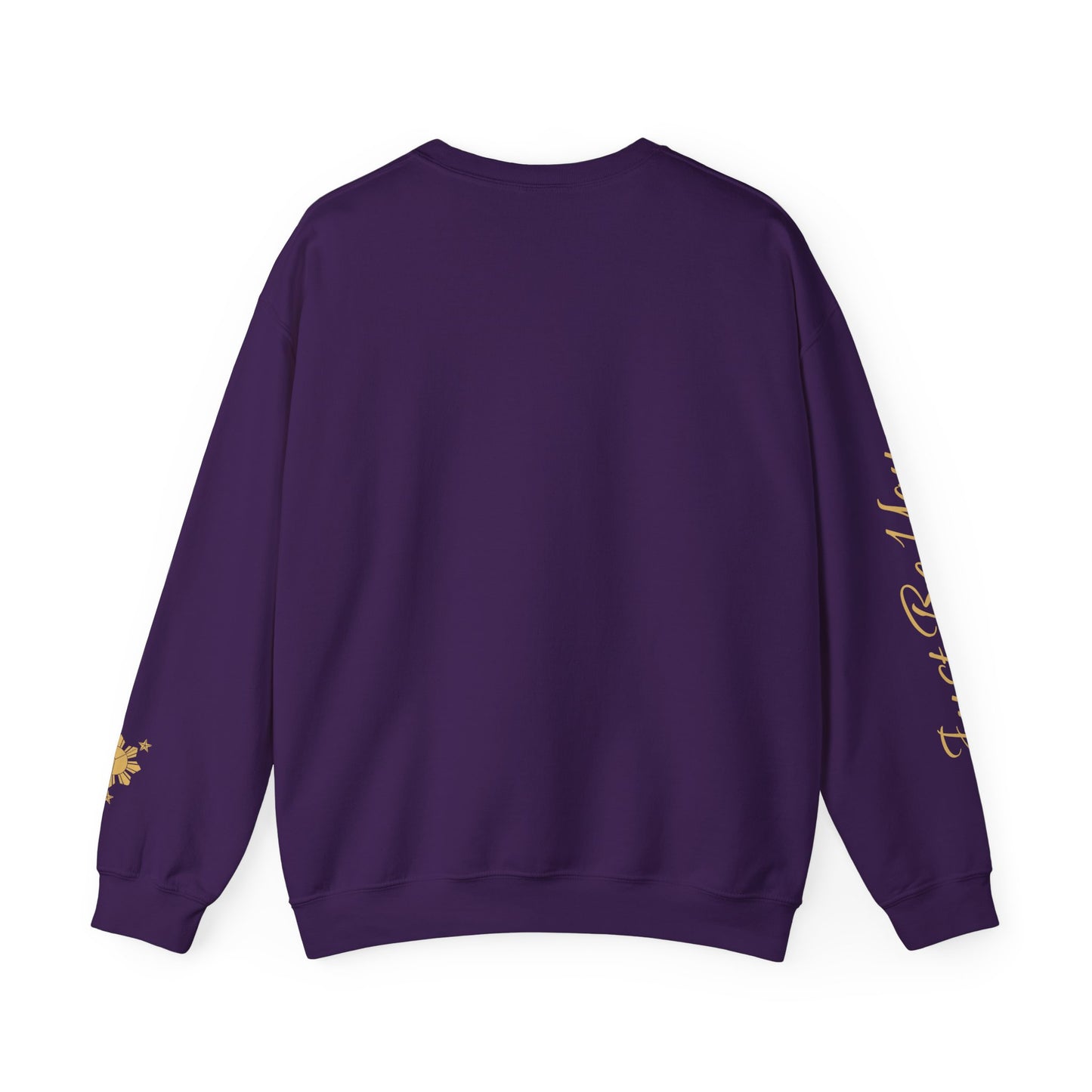 Gievari Crewneck - Light Blue/Gold | "Just Be You" Sleeve Print, Filipino Sun, 50/50 Cotton-Poly Blend