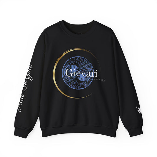 Gievari Crewneck - Light Blue/White | "Just Be You" Sleeve Print, Filipino Sun, 50/50 Cotton-Poly Blend