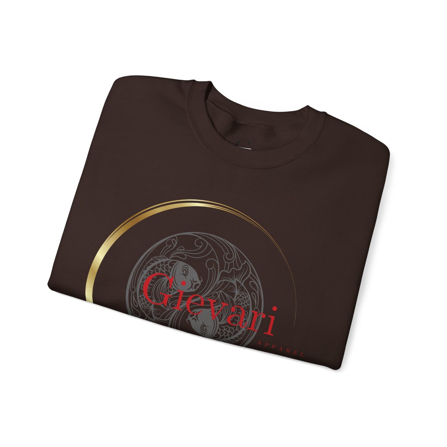 Gievari Crewneck - Gray/Red | "Just Be You" Sleeve Print, Filipino Sun, 50/50 Cotton-Poly Blend