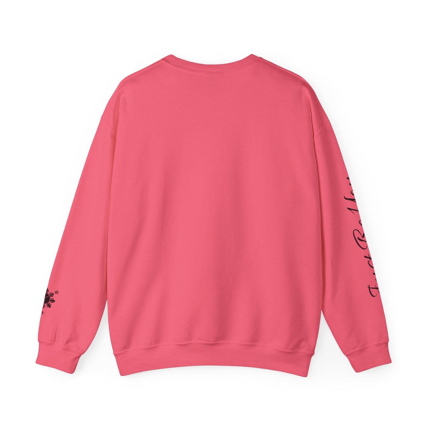 (White/Black)Gievari Crewneck - White/Black | "Just Be You" Sleeve Print, Filipino Sun, 50/50 Cotton-Poly Blend